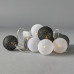 ΣΕΙΡΑ, 10 LED 5mm, ΛΕΥΚΕΣ, ΓΚΡΙ & ΜΑΥΡΕΣ ΥΦΑΣΜΑΤΙΝΕΣ ΜΠΑΛΕΣ 6cm, ΜΠΑΤΑΡΙΑΣ 2xAA, ΧΡΟΝΟΔΙΑΚΟΠΤΗ, ΔΙΑΦΑΝΟ PVC ΚΑΛΩΔΙΟ, 10 ΘΕΡΜΑ ΛΕΥΚΑ LED ΑΝΑ 10cm, ΠΡΟΕΚΤΑΣΗ ΠΑΡΟΧΗΣ 30cm, IP20