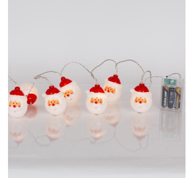 ΣΕΙΡΑ, 10 LED 5mm, ΠΡΟΣΩΠΟ ΑΓΙΟΥ ΒΑΣΙΛΗ, ΜΠΑΤΑΡΙΑΣ 3xAA, ΧΡΟΝΟΔΙΑΚΟΠΤΗ, ΔΙΑΦΑΝΟ PVC ΚΑΛΩΔΙΟ, ΘΕΡΜΟ ΛΕΥΚΟ LED ΑΝΑ 15cm, ΠΡΟΕΚΤΑΣΗ ΠΑΡΟΧΗΣ 30cm, IP20