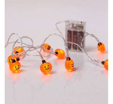 ΣΕΙΡΑ, 10 MINI LED, ΚΟΛΟΚΥΘΑ ΜΕ ΗALLOWEEN ΣΧΕΔΙΟ, ΜΠΑΤΑΡΙΑΣ 3xAA, ΧΡΟΝΟΔΙΑΚΟΠΤΗ, ΔΙΑΦΑΝΟ PVC ΚΑΛΩΔΙΟ, ΘΕΡΜΟ ΛΕΥΚΟ LED ΑΝΑ 15cm, ΠΡΟΕΚΤΑΣΗ ΠΑΡΟΧΗΣ 30cm, IP20