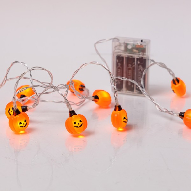 ΣΕΙΡΑ, 10 MINI LED, ΚΟΛΟΚΥΘΑ ΜΕ ΗALLOWEEN ΣΧΕΔΙΟ, ΜΠΑΤΑΡΙΑΣ 3xAA, ΧΡΟΝΟΔΙΑΚΟΠΤΗ, ΔΙΑΦΑΝΟ PVC ΚΑΛΩΔΙΟ, ΘΕΡΜΟ ΛΕΥΚΟ LED ΑΝΑ 15cm, ΠΡΟΕΚΤΑΣΗ ΠΑΡΟΧΗΣ 30cm, IP20
