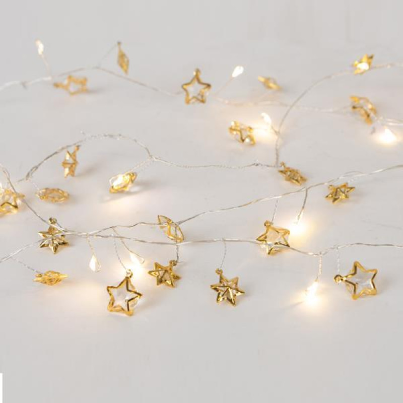 ΣΕΙΡΑ, 20 MINI LED, ΔΙΑΚΟΣΜΗΤΙΚΑ ΑΣΤΕΡΙΑ, ΜΠΑΤΑΡΙΑΣ 3xΑΑ, ΧΡΟΝΟΔΙΑΚΟΠΤΗ, ΑΣΗΜΙ ΧΑΛΚΙΝΟ ΚΑΛΩΔΙΟ, ΘΕΡΜΟ ΛΕΥΚΟ LED ΑΝΑ 10cm, ΠΡΟΕΚΤΑΣΗ ΠΑΡΟΧΗΣ 30cm, IP20