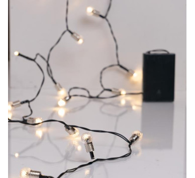 ΣΕΙΡΑ, 20 LED 5mm, ΔΙΑΚΟΣΜΗΤΙΚEΣ VINTAGE ΜΠΑΛΙΤΣΕΣ 1.5cm, ΜΠΑΤΑΡΙΑΣ 3xΑΑ, ΧΡΟΝΟΔΙΑΚΟΠΤΗ, ΠΡΑΣΙΝΟ PVC ΚΑΛΩΔΙΟ, ΘΕΡΜΟ ΛΕΥΚΟ LED ANA 10cm, ΠΡΟΕΚΤΑΣΗ ΠΑΡΟΧΗΣ 30cm, IP20