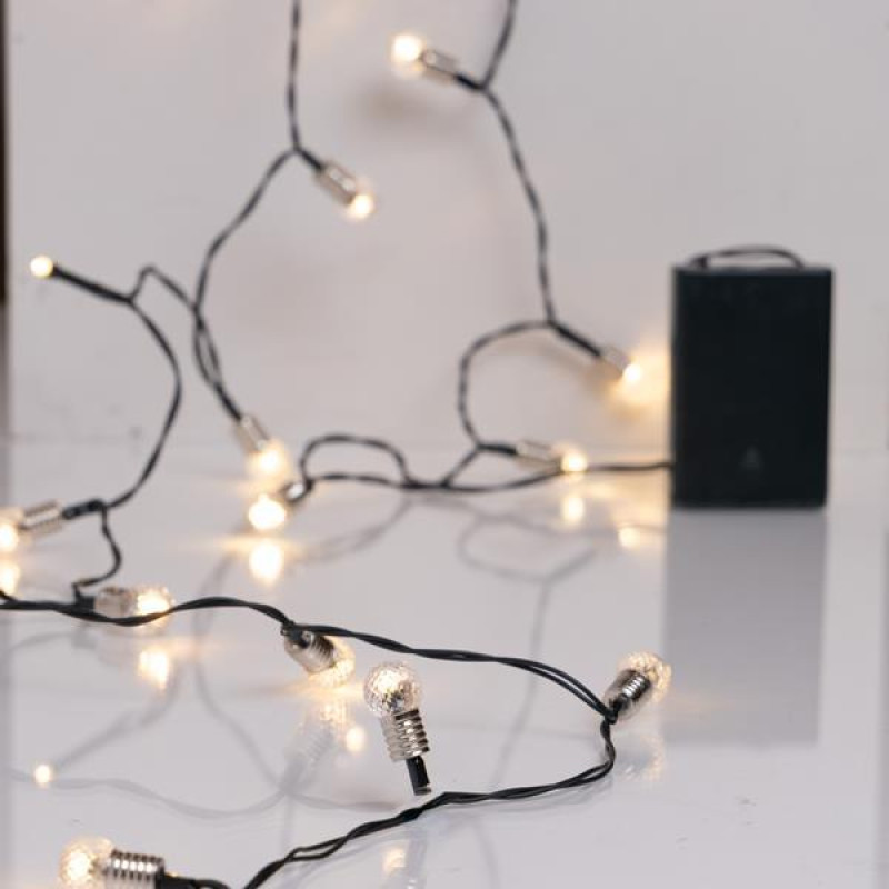ΣΕΙΡΑ, 20 LED 5mm, ΔΙΑΚΟΣΜΗΤΙΚEΣ VINTAGE ΜΠΑΛΙΤΣΕΣ 1.5cm, ΜΠΑΤΑΡΙΑΣ 3xΑΑ, ΧΡΟΝΟΔΙΑΚΟΠΤΗ, ΠΡΑΣΙΝΟ PVC ΚΑΛΩΔΙΟ, ΘΕΡΜΟ ΛΕΥΚΟ LED ANA 10cm, ΠΡΟΕΚΤΑΣΗ ΠΑΡΟΧΗΣ 30cm, IP20