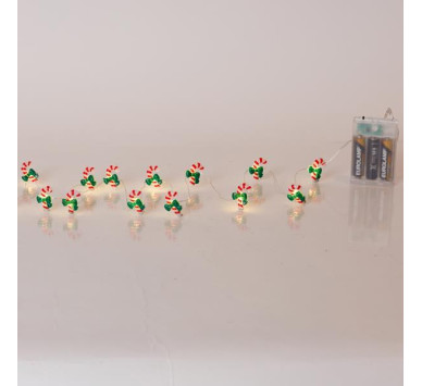 ΣΕΙΡΑ, 20 MINI LED, ΖΑΧΑΡΩΤΟ ΜΕ ΠΡΑΣΙΝΟ ΦΙΟΓΚΟ, ΜΠΑΤΑΡΙΑΣ 3xAA, ΧΡΟΝΟΔΙΑΚΟΠΤΗ, ΑΣΗΜΙ ΧΑΛΚΙΝΟ ΚΑΛΩΔΙΟ, ΘΕΡΜΟ ΛΕΥΚΟ LED ΑΝΑ 10cm, ΠΡΟΕΚΤΑΣΗ ΠΑΡΟΧΗΣ 30cm, IP20