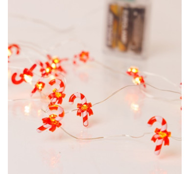 ΣΕΙΡΑ, 20 MINI LED, ΖΑΧΑΡΩΤΟ ΜΕ KOKKINO ΦΙΟΓΚΟ, ΜΠΑΤΑΡΙΑΣ 3xAA, ΧΡΟΝΟΔΙΑΚΟΠΤΗ, ΑΣΗΜΙ ΧΑΛΚΙΝΟ ΚΑΛΩΔΙΟ, ΘΕΡΜΟ ΛΕΥΚΟ LED ΑΝΑ 10cm, ΠΡΟΕΚΤΑΣΗ ΠΑΡΟΧΗΣ 30cm, IP20