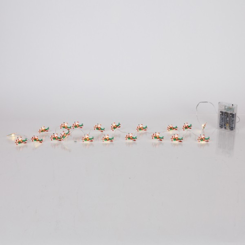 ΣΕΙΡΑ, 20 MINI LED, ΑΓΙΟΣ ΒΑΣΙΛΗΣ ΜΕ ΑΕΡΟΠΛΑΝΟ, ΜΠΑΤΑΡΙΑΣ 3xAA, ΧΡΟΝΟΔΙΑΚΟΠΤΗ, ΑΣΗΜΙ ΧΑΛΚΙΝΟ ΚΑΛΩΔΙΟ, ΘΕΡΜΟ ΛΕΥΚΟ LED ΑΝΑ 10cm, ΠΡΟΕΚΤΑΣΗ ΠΑΡΟΧΗΣ 30cm, IP20
