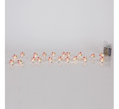 ΣΕΙΡΑ, 20 MINI LED, ΧΙΟΝΑΝΘΡΩΠΟΣ, ΜΠΑΤΑΡΙΑΣ 3xAA, ΧΡΟΝΟΔΙΑΚΟΠΤΗ, ΑΣΗΜΙ ΧΑΛΚΙΝΟ ΚΑΛΩΔΙΟ, ΘΕΡΜΟ ΛΕΥΚΟ LED ΑΝΑ 10cm, ΠΡΟΕΚΤΑΣΗ ΠΑΡΟΧΗΣ 30cm, IP20