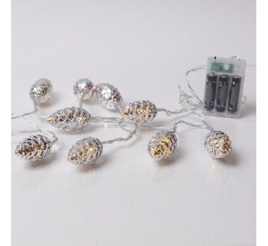 ΣΕΙΡΑ, 20 LED 5mm, ΑΣΗΜΙ ΚΟΥΚΟΥΝΑΡΙΑ, ΜΠΑΤΑΡΙΑΣ 3xAA, ΧΡΟΝΟΔΙΑΚΟΠΤΗ, ΔΙΑΦΑΝΟ PVC ΚΑΛΩΔΙΟ, ΘΕΡΜΟ ΛΕΥΚΟ LED ΑΝΑ 15cm, ΠΡΟΕΚΤΑΣΗ ΠΑΡΟΧΗΣ 30cm, IP20