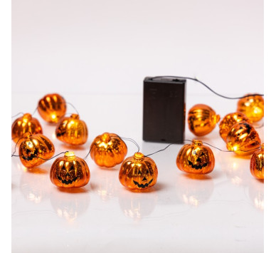 ΣΕΙΡΑ, 20 MINI LED, ΠΟΡΤΟΚΑΛΙ ΚΟΛΟΚΥΘΕΣ HALLOWEEN, ΜΠΑΤΑΡΙΑΣ 3xAA, ΧΡΟΝΟΔΙΑΚΟΠΤΗ, ΜΑΥΡΟ ΧΑΛΚΙΝΟ ΚΑΛΩΔΙΟ, ΘΕΡΜΟ ΛΕΥΚΟ LED ΑΝΑ 10cm, ΠΡΟΕΚΤΑΣΗ ΠΑΡΟΧΗΣ 30cm, IP20