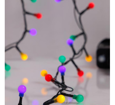 ΣΕΙΡΑ, 100 LED 3mm, ΧΡΩΜΑΤΙΣΤΕΣ ΜΠΑΛΙΤΣΕΣ 0.9cm, 31V ΜΕΤΑΣΧΗΜΑΤΙΣΤΗ, 8 ΠΡΟΓΡΑΜΜΑΤΑ & ΜΝΗΜΗ, ΠΡΑΣΙΝΟ PVC ΚΑΛΩΔΙΟ, ΧΡΩΜΑΤΙΣΤΟ LED ΑΝΑ 3cm, ΠΡΟΕΚΤΑΣΗ ΠΑΡΟΧΗΣ 3m, IP44