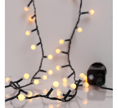 ΣΕΙΡΑ, 100 LED 3mm, ΛΕΥΚΕΣ ΜΠΑΛΙΤΣΕΣ 0.9cm, 31V ΜΕΤΑΣΧΗΜΑΤΙΣΤΗ, 8 ΠΡΟΓΡΑΜΜΑΤΑ & ΜΝΗΜΗ, ΠΡΑΣΙΝΟ PVC ΚΑΛΩΔΙΟ, ΘΕΡΜΟ ΛΕΥΚΟ LED ΑΝΑ 3cm, ΠΡΟΕΚΤΑΣΗ ΠΑΡΟΧΗΣ 3m, IP44