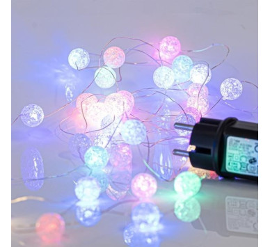ΣΕΙΡΑ, 100 MINI LED, ΑΚΡΥΛΙΚΕΣ ΜΠΑΛΙΤΣΕΣ Φ2cm, 4.5V ΜΕΤΑΣΧΗΜΑΤΙΣΤΗ, ΑΣΗΜΙ ΧΑΛΚΙΝΟ ΚΑΛΩΔΙΟ, OPAL ΧΡΩΜΑΤΙΣΤΟ LED ΑΝΑ 5cm, ΠΡΟΕΚΤΑΣΗ ΠΑΡΟΧΗΣ 3m, IP44