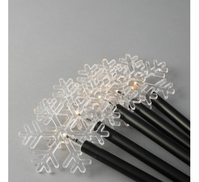 ΣΕΙΡΑ, 5 LED 3mm, 5 ΧΙΟΝΟΝΙΦΑΔΕΣ ΜΕ ΡΑΒΔΙ ΓΙΑ ΕΔΑΦΟΣ 34.5cm, ΗΛΙΑΚΟ ΣΥΛΛΕΚΤΗ ΜΕ ΑΙΣΘΗΤΗΡΑ ΦΩΤΟΣ, ΜΑΥΡΟ PVC ΚΑΛΩΔΙΟ, ΘΕΡΜΟ ΛΕΥΚΟ LED ΑΝΑ 35cm, ΠΡΟΕΚΤΑΣΗ ΠΑΡΟΧΗΣ 2m, IP44