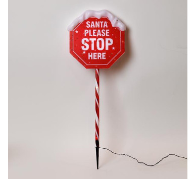 ΠΛΑΣΤΙΚΗ ΠΙΝΑΚΙΔΑ ΑΓΙΟΣ ΒΑΣΙΛΗΣ STOP 81cm, Φ31cm, ΗΛΙΑΚΟ ΣΥΛΛΕΚΤΗ ΜΕ ΑΙΣΘΗΤΗΡΑ ΦΩΤΟΣ, 34 ΘΕΡΜΑ ΛΕΥΚΑ LED, ΠΡΟΕΚΤΑΣΗ ΠΑΡΟΧΗΣ 1m, IP44