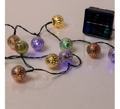 ΣΕΙΡΑ, 40 LED 5mm, ΜΠΑΛΕΣ ΒΟΗΟ 3cm, ΗΛΙΑΚΟ ΣΥΛΛΕΚΤΗ ΜΕ ΑΙΣΘΗΤΗΡΑ ΦΩΤΟΣ, 8 ΠΡΟΓΡΑΜΜΑΤΑ, ΠΡΑΣΙΝΟ PVC ΚΑΛΩΔΙΟ, ΧΡΩΜΑΤΙΣΤΟ LED ΑΝΑ 10cm, ΠΡΟΕΚΤΑΣΗ ΠΑΡΟΧΗΣ 1m, ΙΡ44