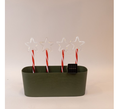 ΣΕΙΡA, 36 MINI LED, 4 ΠΛAΣΤΙΚA AΣΤΕΡΙA 10cm ΜΕ ΡAΒΔΙ ΓΙA ΤΟ ΕΔAΦΟΣ 32cm, ΗΛΙAΚΟ ΣΥΛΛΕΚΤΗ ΜΕ AΙΣΘΗΤΗΡA, 8 M/F, ΔΙAΦAΝΟ ΠΛAΚΕ ΧAΛΚΙΝΟ ΚAΛΩΔΙΟ, ΘΕΡΜΟ ΛΕΥΚΟ LED ANA 1m, ΠΡΟΕΚΤAΣΗ ΠAΡΟΧΗΣ 1m, IP44