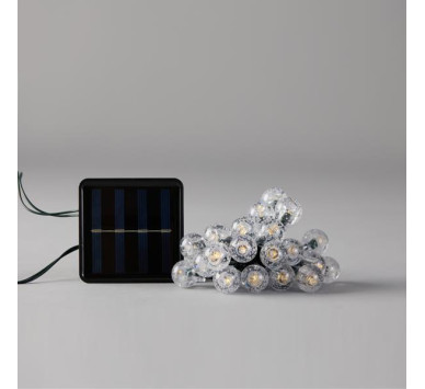 ΣΕΙΡΑ, 80 LED 5mm, ΑΚΡΥΛΙΚΕΣ ΜΠΑΛΕΣ 1.8cm, ΗΛΙΑΚΟ ΣΥΛΛΕΚΤΗ ΜΕ ΑΙΣΘΗΤΗΡΑ ΦΩΤΟΣ, 8 ΠΡΟΓΡΑΜΜΑTA, ΠΡΑΣΙΝΟ PVC ΚΑΛΩΔΙΟ, ΘΕΡΜΟ ΛΕΥΚΟ LED ΑΝΑ 10cm, ΠΡΟΕΚΤΑΣΗ ΠΑΡΟΧΗΣ 1m, ΙΡ44