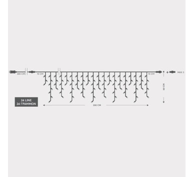 ΒΡΟΧΗ, 144 LED 3mm, 36V ΜΕΤΑΣΧΗΜΑΤΙΣΤΗ, 4 ΕΠΕΚΤΑΣΕΙΣ ΕΩΣ 3 ΣΕΤ,  ΔΙΑΦΑΝΟ PVC ΚΑΛΩΔΙΟ, ΛΕΥΚΟ LED (H60 x W300cm, 5/7/5/7), ΠΡΟΕΚΤΑΣΗ ΠΑΡΟΧΗΣ 3m, ΙΡ44