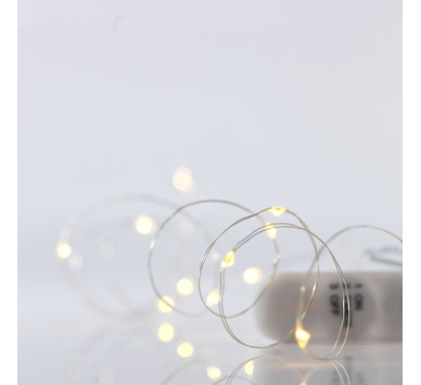 ΣΕΙΡΑ, 12 MINI LED, ΜΠΑΤΑΡΙΑΣ 2xCR2032, ΑΣΗΜΙ ΧΑΛΚΙΝΟ ΚΑΛΩΔΙΟ, ΘΕΡΜΟ ΛΕΥΚΟ LED ANA 10cm, IP20