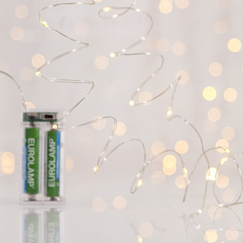 ΣΕΙΡΑ, 50 MINI LED, ΜΠΑΤΑΡΙΑΣ 3xAA, ΧΡΟΝΟΔΙΑΚΟΠΤΗ, ΑΣΗΜΙ ΧΑΛΚΙΝΟ ΚΑΛΩΔΙΟ, ΘΕΡΜΟ ΛΕΥΚΟ LED ANA 10cm, ΠΡΟΕΚΤΑΣΗ ΠΑΡΟΧΗΣ 10cm, IP20