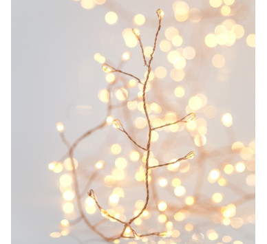 CLUSTER 5,1m, 300 MINI LED, ΜΕΤΑΣΧΗΜΑΤΙΣΤΗ, ΣΤΑΘΕΡΟ, ΜΠΡΟΝΖΕ ΧΑΛΚΙΝΟ ΚΑΛΩΔΙΟ, ΘΕΡΜΟ ΛΕΥΚΟ LED, ΠΡΟΕΚΤΑΣΗ ΠΑΡΟΧΗΣ 5m, IP44