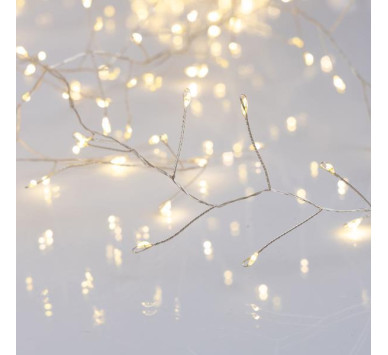 CLUSTER 4,4m, 480 MINI LED, ΜΕΤΑΣΧΗΜΑΤΙΣΤΗ, ΣΤΑΘΕΡΟ, ΑΣΗΜΙ ΧΑΛΚΙΝΟ ΚΑΛΩΔΙΟ, ΘΕΡΜΟ ΛΕΥΚΟ LED, ΠΡΟΕΚΤΑΣΗ ΠΑΡΟΧΗΣ 5m, IP44