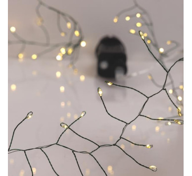 CLUSTER 12m, 960 MINI LED, ΜΕΤΑΣΧΗΜΑΤΙΣΤΗ, 8 ΠΡΟΓΡΑΜΜΑΤΑ & ΜΝΗΜΗ, ΠΡΑΣΙΝΟ ΧΑΛΚΙΝΟ ΚΑΛΩΔΙΟ, ΘΕΡΜΟ ΛΕΥΚΟ LED, ΠΡΟΕΚΤΑΣΗ ΠΑΡΟΧΗΣ 3m, IP44