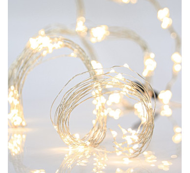 ΧΤΑΠΟΔΙ, 400 MINI LED, ΜΕΤΑΣΧΗΜΑΤΙΣΤΗ, ΑΣΗΜΙ ΧΑΛΚINO KAΛΩΔΙΟ, ΘΕΡΜΟ ΛΕΥΚΟ LED ANA 10cm (16 ΣΕΙΡΕΣ x 25 LED), ΠΡΟΕΚΤΑΣΗ ΠΑΡΟΧΗΣ 5m, ΙΡ44