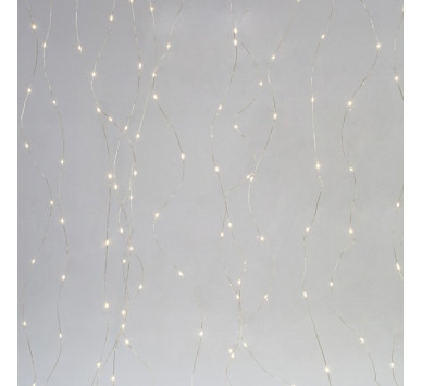 ΚΟΥΡΤΙΝΑ, 400 MINI LED, ΜΕΤΑΣΧΗΜΑΤΙΣΤΗ, ΑΣΗΜΙ ΧΑΛΚΙΝΟ ΚΑΛΩΔΙΟ, ΘΕΡΜΟ ΛΕΥΚΟ LED (H200 x W190cm, 16 LINES x 25 LED), ΠΡΟΕΚΤΑΣΗ ΠΑΡΟΧΗΣ 5m, IP44