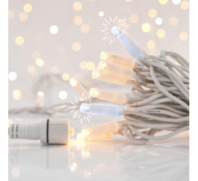ΣΕΙΡΑ, 100 LED 5mm ΜΕ ΚΑΛΥΜΜΑ, 230V, 3 ΕΠΕΚΤΑΣΕΙΣ ΕΩΣ 9 ΣΕΤ, ΛΕΥΚΟ ΚΑΟΥΤΣΟΥΚ ΚΑΛΩΔΙΟ, 90 ΘΕΡΜΑ ΛΕΥΚΑ LED + 10 ΛΕΥΚΑ FLASH LED ANA 10cm, ΠΡΟΕΚΤΑΣΗ ΠΑΡΟΧΗΣ 1.5cm, ΙΡ65