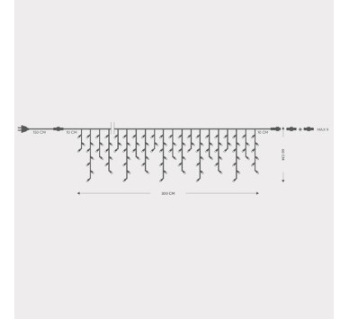ΒΡΟΧΗ, 144 LED 5mm ΜΕ ΚΑΛΥΜΜΑ, 230V, 3 ΕΠΕΚΤΑΣΕΙΣ ΕΩΣ 8 ΣΕΤ, ΠΡΑΣΙΝΟ ΚΑΟΥΤΣΟΥΚ ΚΑΛΩΔΙΟ, ΘΕΡΜΟ ΛΕΥΚΟ LED (H60 x W300cm, 5/7/5/7), ΠΡΟΕΚΤΑΣΗ ΠΑΡΟΧΗΣ 1.5m, ΙΡ65