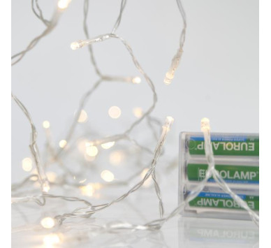 ΣΕΙΡΑ, 20 LED 5mm, ΜΠΑΤΑΡΙΑΣ 3xAA, ΔΙΑΦΑΝΟ PVC ΚΑΛΩΔΙΟ, ΘΕΡΜΟ ΛΕΥΚΟ LED ΑΝΑ 10cm, ΠΡΟΕΚΤΑΣΗ ΠΑΡΟΧΗΣ 50cm, IP20