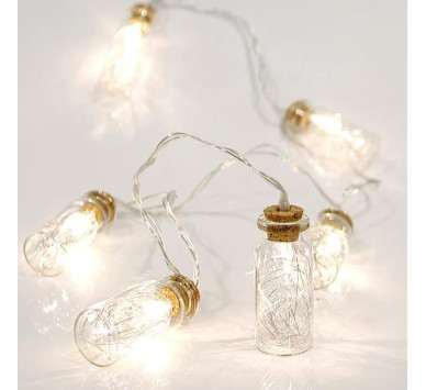 ΣΕΙΡΑ ΜΠΑΤΑΡΙΑΣ, 10 LED 5mm, ΠΡΟΕΚΤΑΣΗ ΠΑΡΟΧΗΣ 50cm, ΘΕΡΜΑ ΛΕΥΚΑ, ΜΠΟΥΚΑΛΑΚΙΑ ΜΕ ΣΥΡΜΑ ΧΑΛΚΟΥ ΣΤΟ ΕΣΩΤΕΡΙΚΟ, ΑΝΑ 15cm, IP20