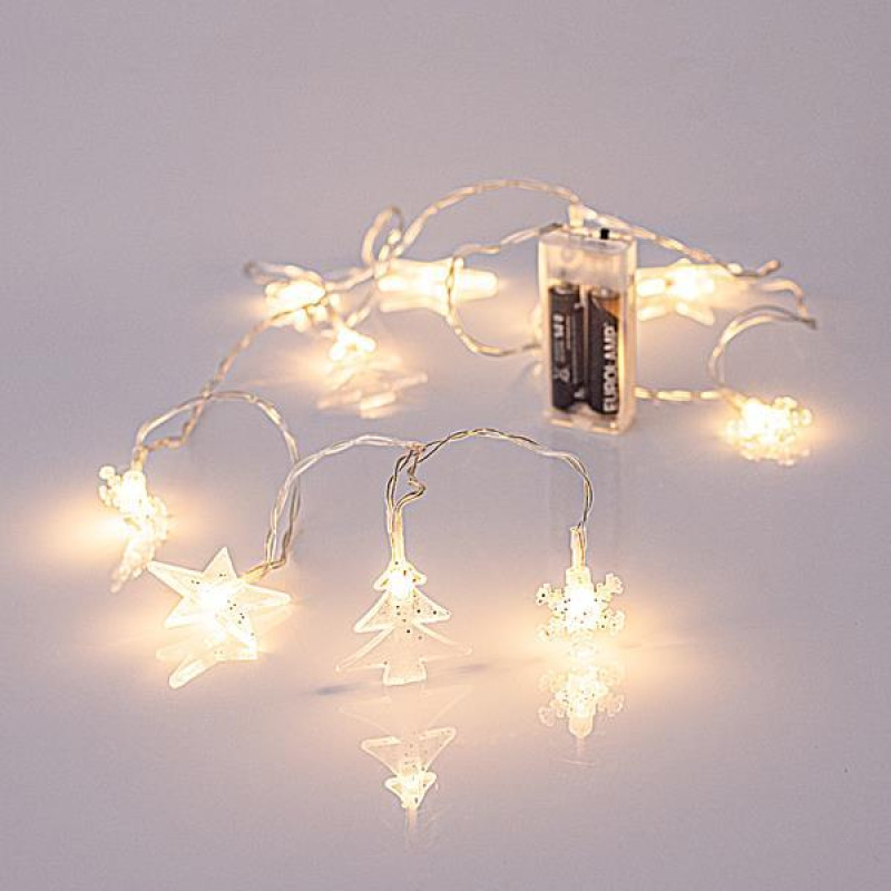 ΣΕΙΡΑ, 10 LED 5mm, ΑΚΡΥΛΙΚΕΣ ΧΙΟΝΟΝΙΦΑΔΕΣ, ΑΣΤΕΡΙΑ & ΔΕΝΤΡΑ, ΜΠΑΤΑΡΙΑΣ 2xAA, ΔΙΑΦΑΝΟ PVC ΚΑΛΩΔΙΟ, ΘΕΡΜΟ ΛΕΥΚΟ LED ANA 15cm, ΠΡΟΕΚΤΑΣΗ ΠΑΡΟΧΗΣ 50cm, IP20