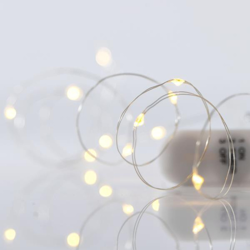 ΣΕΙΡΑ, 12 MINI LED, ΜΠΑΤΑΡΙΑΣ 2xCR2032, ΑΣΗΜΙ ΧΑΛΚΙΝΟ ΚΑΛΩΔΙΟ, ΘΕΡΜΟ ΛΕΥΚΟ LED ΑΝΑ 10cm, ΠΡΟΕΚΤΑΣΗ ΠΑΡΟΧΗΣ 10cm, IP20