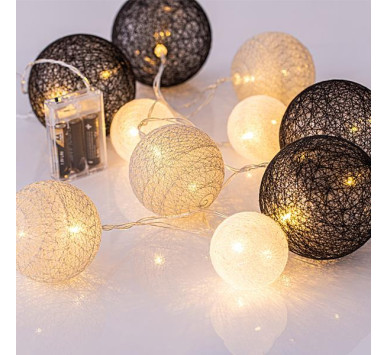 ΣΕΙΡΑ, 10 LED 5mm, 10 ΥΦΑΣΜΑΤΙΝΕΣ ΜΠΑΛΕΣ 6cm/8cm/10cm, ΜΠΑΤΑΡΙΑΣ 3xAA, ΔΙΑΦΑΝΟ PVC ΚΑΛΩΔΙΟ, ΘΕΡΜΟ ΛΕΥΚΟ LED ΑΝΑ 15cm, ΠΡΟΕΚΤΑΣΗ ΠΑΡΟΧΗΣ 50cm, IP20