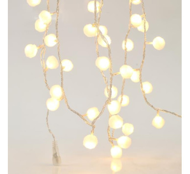 ΣΕΙΡΑ, 100 LED 3mm, ΛΕΥΚΕΣ ΥΦΑΣΜΑΤΙΝΕΣ ΜΠΑΛΕΣ Φ2cm, 31V ΜΕΤΑΣΧΗΜΑΤΙΣΤΗ, 4 ΕΠΕΚΤΑΣΕΙΣ ΕΩΣ 3 ΣΕΤ, ΔΙΑΦΑΝΟ PVC ΚΑΛΩΔΙΟ, ΘΕΡΜΟ ΛΕΥΚΟ LED ΑΝΑ 5cm, ΠΡΟΕΚΤΑΣΗ ΠΑΡΟΧΗΣ 3m, IP44
