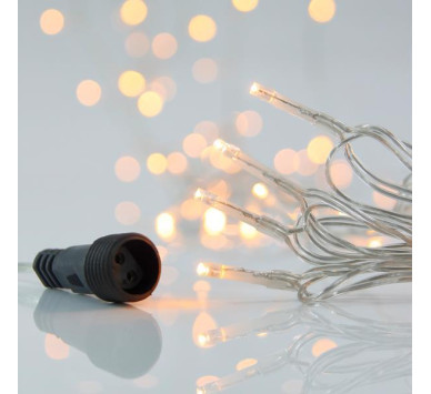 ΣΕΙΡΑ, 100 LED 3mm, 31V ΜΕΤΑΣΧΗΜΑΤΙΣΤΗ, 4 ΕΠΕΚΤΑΣΕΙΣ ΕΩΣ 3 ΣΕΤ, ΔΙΑΦΑΝΟ PVC ΚΑΛΩΔΙΟ, ΘΕΡΜΟ ΛΕΥΚΟ LED ΑΝΑ 5cm, ΠΡΟΕΚΤΑΣΗ ΠΑΡΟΧΗΣ 3m, ΙP44