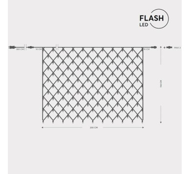 ΔΙΧΤΥ, 240 LED 3mm, 36V ΜΕΤΑΣΧΗΜΑΤΙΣΤΗ, 4 ΕΠΕΚΤΑΣΕΙΣ ΕΩΣ 3 ΣΕΤ, ΠΡΑΣΙΝΟ PVC ΚΑΛΩΔΙΟ, 216 ΘΕΡΜΟ ΛΕΥΚΟ + 24 ΛΕΥΚΑ FLASH LED (H150 x W200cm), ΠΡΟΕΚΤΑΣΗ ΠΑΡΟΧΗΣ 3m, ΙΡ44