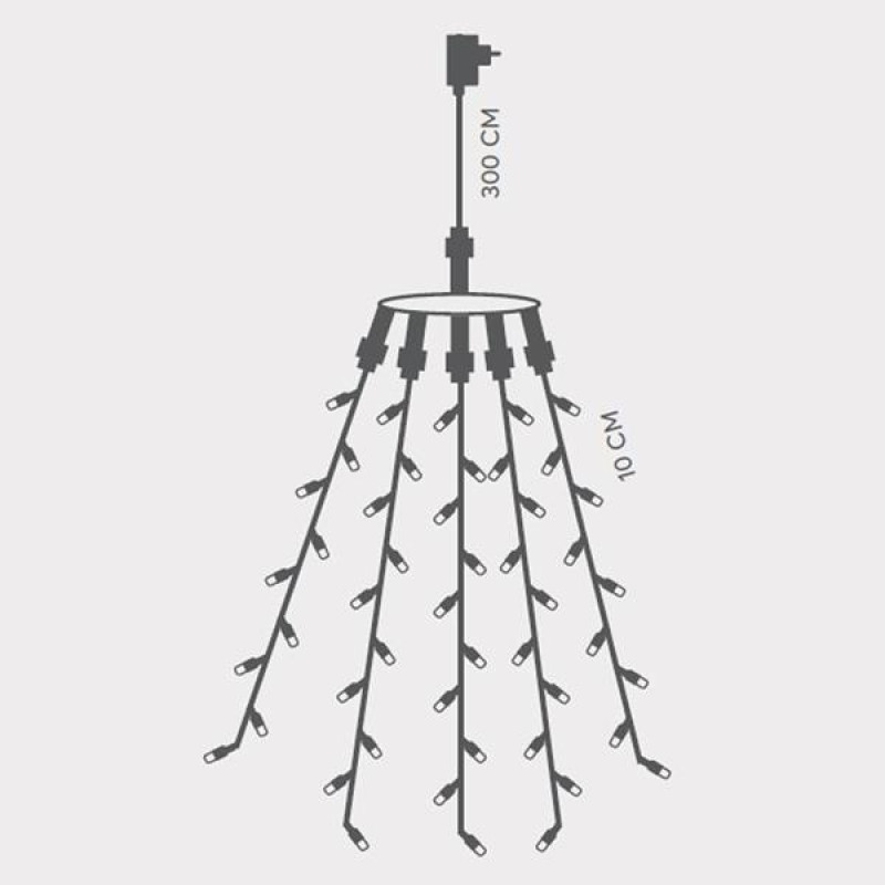 ΧΤΑΠΟΔΙ, 175 LED 3mm, 31V ΜΕΤΑΣΧΗΜΑΤΙΣΤΗ, ΠΡΑΣΙΝΟ PVC ΚΑΛΩΔΙΟ, ΘΕΡΜΟ ΛΕΥΚΟ LED ANA 10cm (5 ΣΕΙΡΕΣ x 35 LED), ΠΡΟΕΚΤΑΣΗ ΠΑΡΟΧΗΣ 3m, ΙΡ44