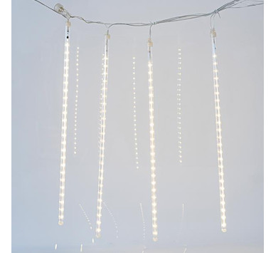 SNOWDROP, 240 LED, ΜΕΤΑΣΧΗΜΑΤΙΣΤΗ, 4 ΕΠΕΚΤΑΣΕΙΣ ΕΩΣ 3 ΣΕΤ, ΔΙΑΦΑΝΟ PVC ΚΑΛΩΔΙΟ, 5 ΣΩΛΗΝΕΣ 50cm ΜΕ ΘΕΡΜΟ ΛΕΥΚΟ LED, ΠΡΟΕΚΤΑΣΗ ΠΑΡΟΧΗΣ 5m, IP44