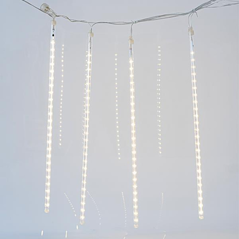 SNOWDROP, 240 LED, ΜΕΤΑΣΧΗΜΑΤΙΣΤΗ, 4 ΕΠΕΚΤΑΣΕΙΣ ΕΩΣ 3 ΣΕΤ, ΔΙΑΦΑΝΟ PVC ΚΑΛΩΔΙΟ, 5 ΣΩΛΗΝΕΣ 50cm ΜΕ ΘΕΡΜΟ ΛΕΥΚΟ LED, ΠΡΟΕΚΤΑΣΗ ΠΑΡΟΧΗΣ 5m, IP44