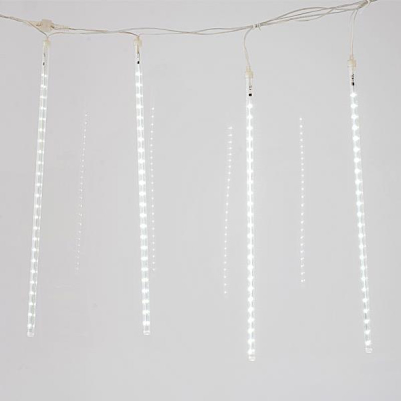 SNOWDROP, 240 LED, ΜΕΤΑΣΧΗΜΑΤΙΣΤΗ, 4 ΕΠΕΚΤΑΣΕΙΣ ΕΩΣ 3 ΣΕΤ, ΔΙΑΦΑΝΟ PVC ΚΑΛΩΔΙΟ, 5 ΣΩΛΗΝΕΣ 50cm ΜΕ ΛΕΥΚΟ LED, ΠΡΟΕΚΤΑΣΗ ΠΑΡΟΧΗΣ 5m, IP44