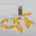 ΣΕΙΡΑ, 10 LED 5mm, ΜΕΤΑΛΛΙΚΑ ΧΡΥΣΑ ΦΥΛΛΑ 6cm, ΜΠΑΤΑΡΙΑΣ 2xAA, ΧΡΟΝΟΔΙΑΚΟΠΤΗ, ΔΙΑΦΑΝΟ PVC ΚΑΛΩΔΙΟ, ΘΕΡΜΟ ΛΕΥΚΟ LED ΑΝΑ 10cm, ΠΡΟΕΚΤΑΣΗ ΠΑΡΟΧΗΣ 50cm, IP20