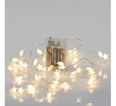 ΣΕΙΡΑ, 40 MINI LED, ΠΛΑΣΤΙΚΑ ΑΣΤΕΡΙΑ, ΜΠΑΤΑΡΙΑΣ 3xAA, ΧΡΟΝΟΔΙΑΚΟΠΤΗ, ΘΕΡΜΟ ΛΕΥΚΟ LED ΑΝΑ 3.5cm, ΠΡΟΕΚΤΑΣΗ ΠΑΡΟΧΗΣ 50cm, IP20