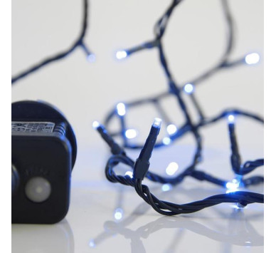 ΣΕΙΡΑ, 100 LED 3mm, 31V ΜΕΤΑΣΧΗΜΑΤΙΣΤΗ, 8 ΠΡΟΓΡΑΜΜΑΤΑ & ΜΝΗΜΗ, ΠΡΑΣΙΝΟ PVC ΚΑΛΩΔΙΟ, ΜΠΛΕ LED ΑΝΑ 5cm, ΠΡΟΕΚΤΑΣΗ ΠΑΡΟΧΗΣ 3m, ΙΡ44