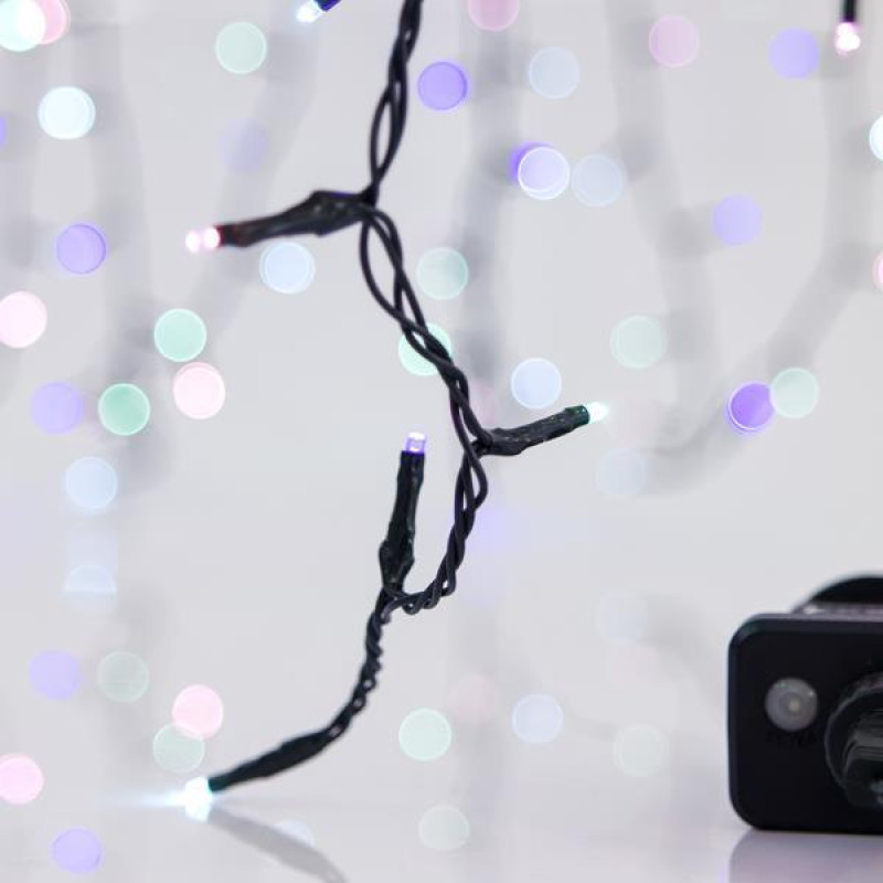 ΣΕΙΡΑ, 100 LED 3mm, 31V ΜΕΤΑΣΧΗΜΑΤΙΣΤΗ, 8 ΠΡΟΓΡΑΜΜΑΤΑ & ΜΝΗΜΗ, ΠΡΑΣΙΝΟ PVC ΚΑΛΩΔΙΟ, OPAL ΧΡΩΜΑΤΙΣΤΟ LED ΑΝΑ 5cm, ΠΡΟΕΚΤΑΣΗ ΠΑΡΟΧΗΣ 3m, ΙΡ44