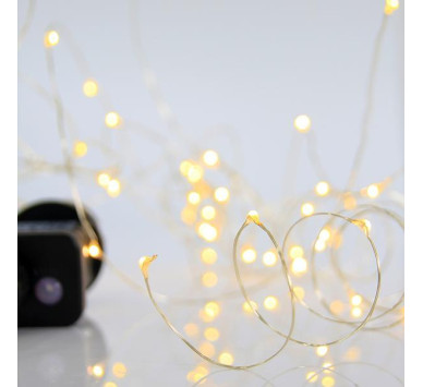 ΣΕΙΡΑ, 100 ΜΙΝΙ LED, 4,5V, 8 ΠΡΟΓΡΑΜΜΑΤΑ, ΜΕ ΜΕΤΑΣΧΗΜΑΤΙΣΤΗ, ΠΡΟΕΚΤΑΣΗ ΠΑΡΟΧΗΣ 500cm, ΑΣΗΜΙ ΧΑΛΚΟΣ, ΘΕΡΜΟ ΛΕΥΚΟ LED,ANA 10cm,ΙΡ44