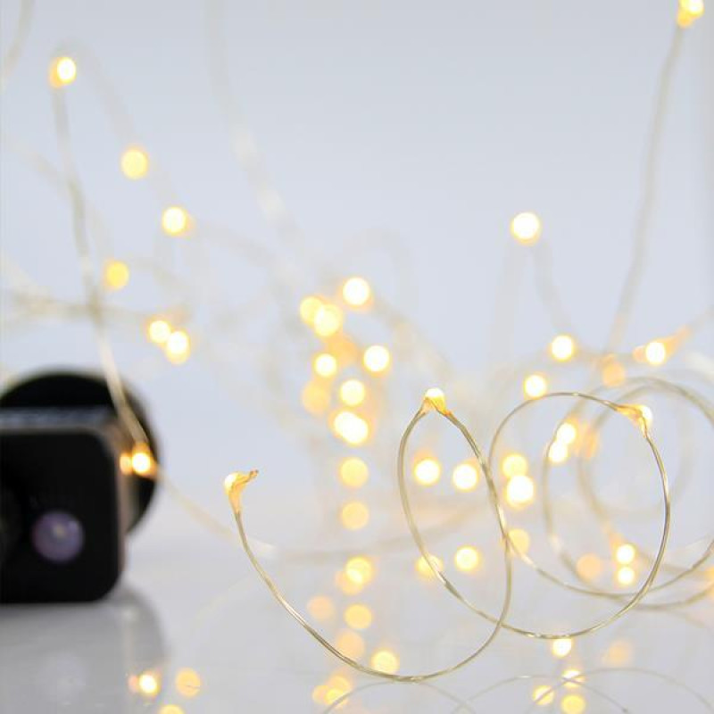 ΣΕΙΡΑ, 100 ΜΙΝΙ LED, 4,5V, 8 ΠΡΟΓΡΑΜΜΑΤΑ, ΜΕ ΜΕΤΑΣΧΗΜΑΤΙΣΤΗ, ΠΡΟΕΚΤΑΣΗ ΠΑΡΟΧΗΣ 500cm, ΑΣΗΜΙ ΧΑΛΚΟΣ, ΘΕΡΜΟ ΛΕΥΚΟ LED,ANA 10cm,ΙΡ44