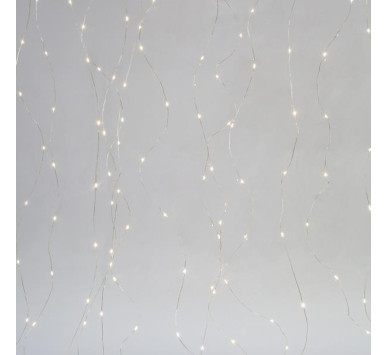 ΚΟΥΡΤΙΝΑ, 400 MINI LED, ΜΕΤΑΣΧΗΜΑΤΙΣΤΗ, ΑΣΗΜΙ ΧΑΛΚΙΝΟ ΚΑΛΩΔΙΟ, ΘΕΡΜΟ ΛΕΥΚΟ LED (H200 x W200cm, 16 ΣΕΙΡΕΣ x 25 LED), ΠΡΟΕΚΤΑΣΗ ΠΑΡΟΧΗΣ 5m, ΙΡ44